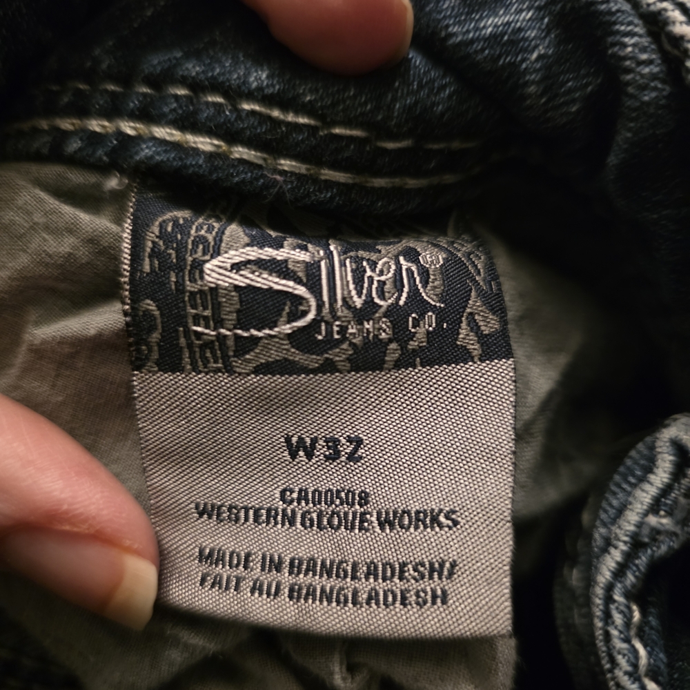 Silver Natsuki Capri Sz 32. 27" Inseam. Dark Blue With Contrast Stitching. - Picture 2 of 8